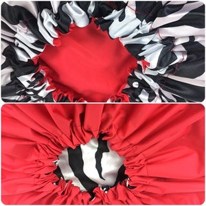 Large Satin Lined Waterproof Shower Cap, Jumbo, Xlg, Reversible, Red Zebra Black & White, Bath And Shower Hair Care Shower Bath Accessories image 4