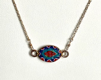 Vintage Italian Mosaic Charm Necklace