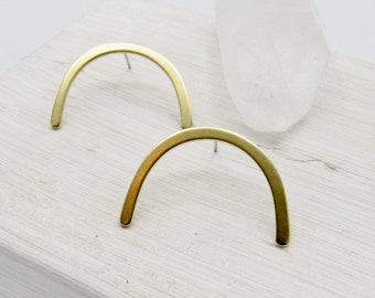 Modern Stud Earrings Gold / Earrings Handmade / Contemporary Post Earrings / Gold Geometric Studs / Rainbow Earrings / Earrings Studs
