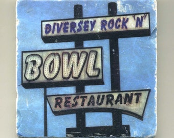 Diversey Rock "N" Bowl Restaurant -  Original Coaster