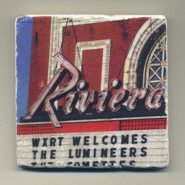 Chicago Coaster, Riviera in Uptown Chicago, Original Handmade Coaster, Unique Chicago Gift, Chicago Neighborhood