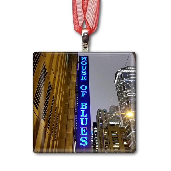 House of Blues-Chicago - Handmade Glass Photo Ornament