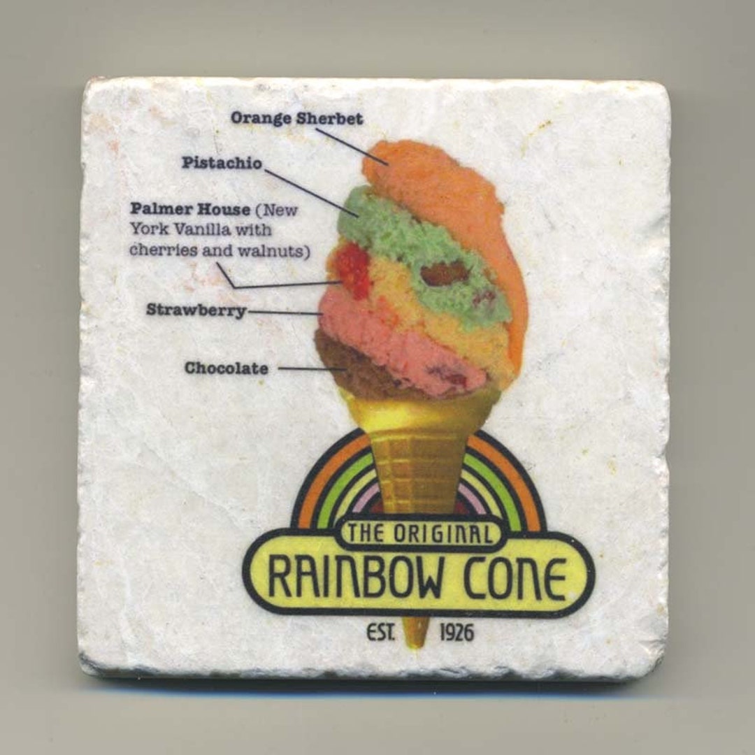 Rainbow Cone Ice Cream Parlor-chicago - Original Coaster - Etsy