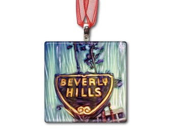 Beverly Hills - Handmade Glass Photo Ornament