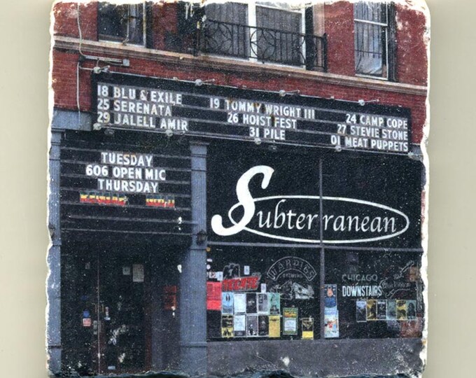 Chicago Coaster, Subterranean in Wicker Park, Original Handmade Coaster