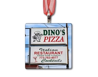 Dino's Pizza in Norwood Park, Chicago - Handmade Glass Photo Ornament