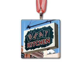 Beat Kitchen in Roscoe Village - Chicago - Handmade Glass Photo Ornament