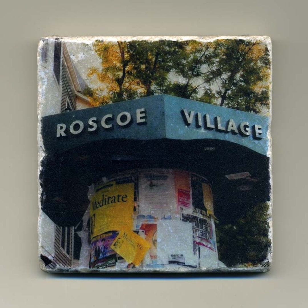 Roscoe Village Kiosk Original Coaster Etsy