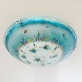 Ceiling light fixture Hand painted stained glass plafond Tropical design Beach house Coastal lighting product logo