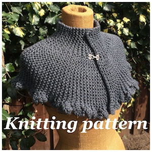 PDF knitting pattern Victoria capelet, knitted cape, victorian style, steampunk, gothic capelet, easy shrug, stylish neckwarmer,