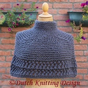 PDF knitting pattern poncho Desire sizes XS-XXL, victorian style capelet, steampunk pattern, wrap,