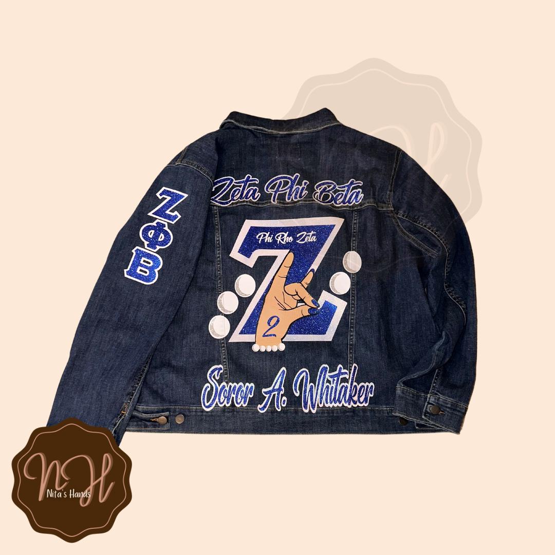 Alpha Kappa Alpha Jean Jacket, DST, ZPHIB, SGRHO Custom Alpha Kappa Alpha Jean Jacket, DST, ZPHIB, SGRHO Custom