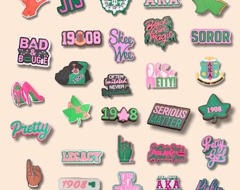 Alpha Kappa Alpha Shoe Charms,AKA Shoe Charms, Sorority Charms, Sorority Shoe Charms, AKA Charms, Skee Wee Charms, AKA Bling