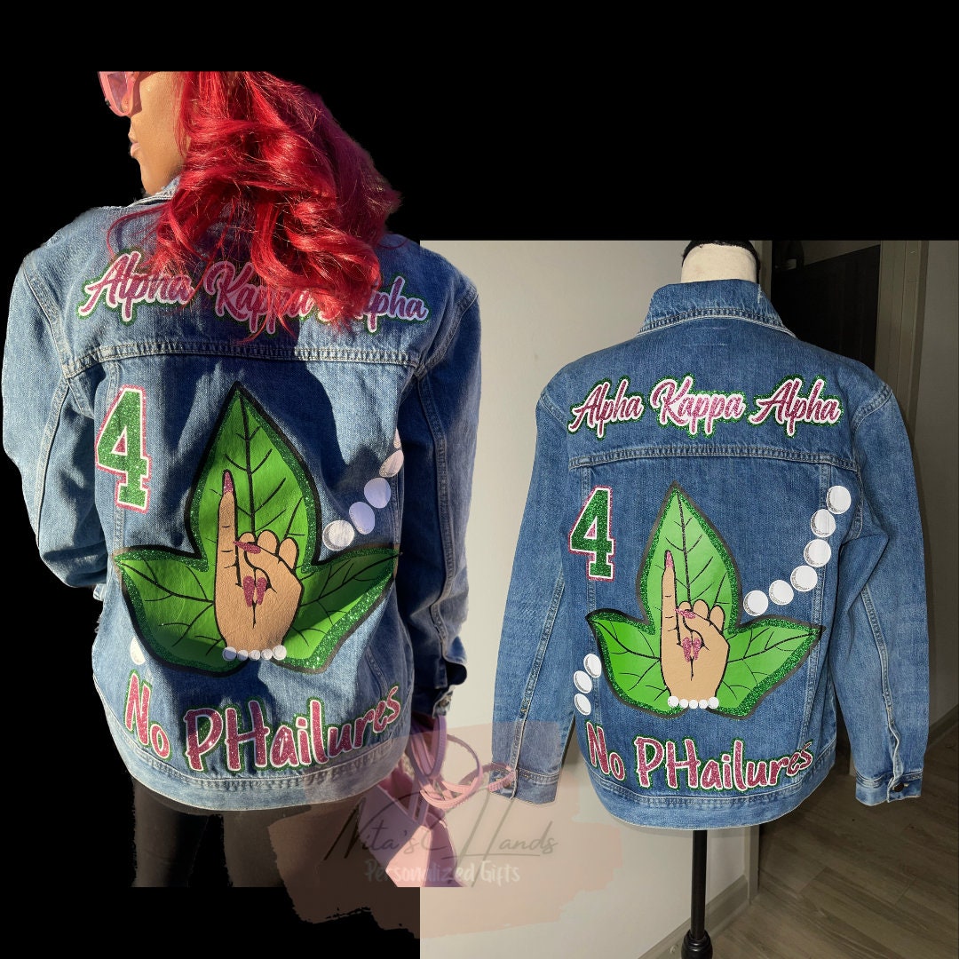 Alpha Kappa Alpha Jean Jacket DST ZPHIB SGRHO Custom Jacket Sorority Jean Jacket Etsy