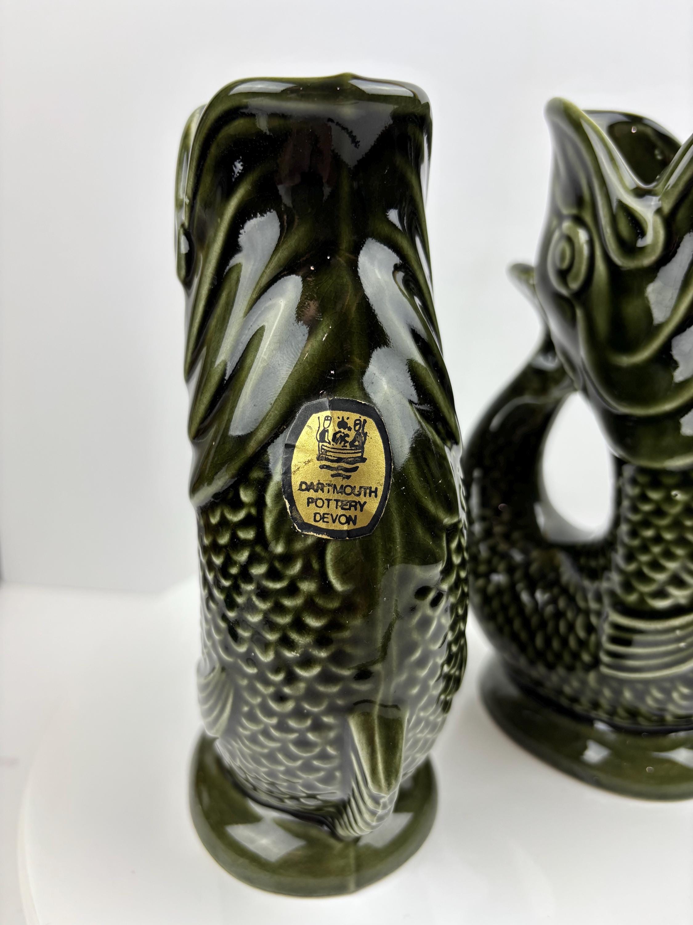 Original Dartmouth Pottery Gluggle Jugs: 1950s Fish-shaped Pitcher