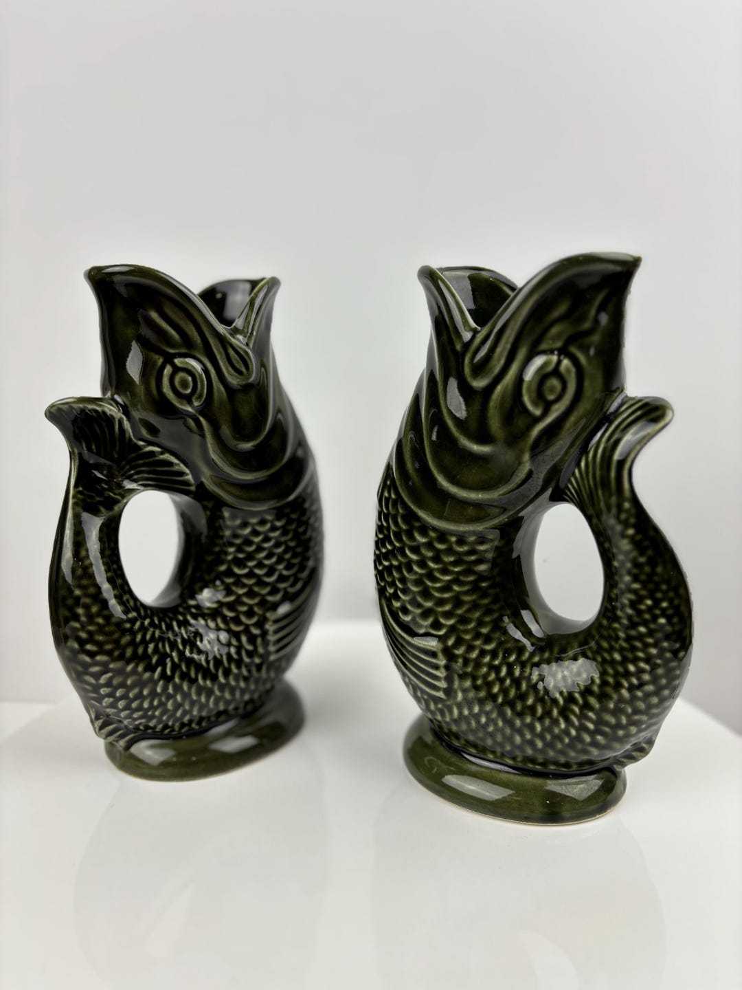 Original Dartmouth Pottery Gluggle Jugs: 1950s Fish-shaped Pitcher