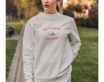 Gray Mackinac Island Sweater Traveler Aesthetic Pullover Minimalistic Sweatshirt For Traveler Gray Sweatshirt Grey Mackinac Island Pullover