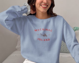 Blue Mackinac Island Sweater Traveler Aesthetic Pullover Minimalistic Sweatshirt For Traveler Blue Sweatshirt Blue Mackinac Island Pullover