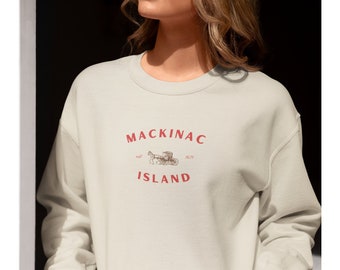 Beige Mackinac Island Pullover Traveller Ästhetischer Pullover Minimalistisches Sweatshirt für Reisende Beige Sweatshirt Tan Mackinac Island Pullover