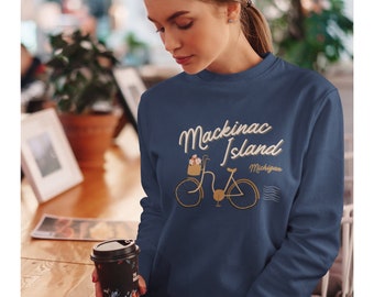 Navy Mackinac Island Sweater Traveler Aesthetic Pullover Cute Sweatshirt For Traveler Navy Sweatshirt Mackinac Island Pullover Blue Gift