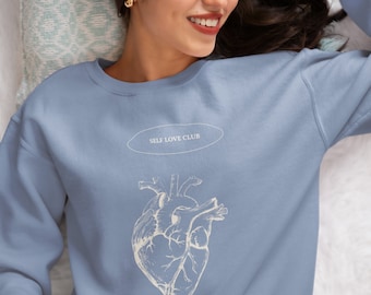 Blue Aesthetic Sweatshirt Mental Health Aesthetic Design Minimalistic Blue Sweater For Woman Heart Sweatshirt Gift for Her Blue Pullover