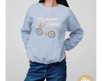 Blauer Mackinac Island Pullover Traveller Ästhetischer Pullover Niedliches Sweatshirt für Reisende Blaues Sweatshirt Mackinac Island Pullover Blau Geschenk