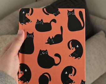 Orange Cat Journal Boho Matte Hardcover Notebook Cat Lover Gift
