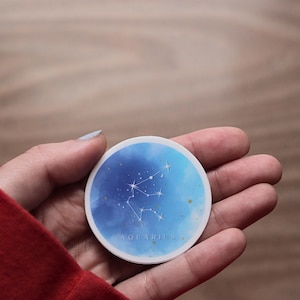 Adesivo Acquario Adesivo per laptop blu Adesivo per oroscopo di compleanno unico Adesivo resistente ai graffi con acquerello Regalo per lei con segno zodiacale Acquario