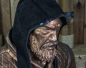 Medieval Rouland split leather coif- Authentic LARP, Renaissance Faire, Cosplay Headwear for Viking & Celtic Reenactment