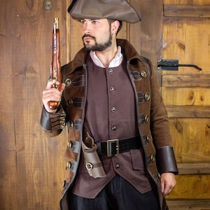 Jack Rackham Medieval Fantasy Coat: Cosplay, Ren Faire, Pirate Costume, D&D Ranger Outfit