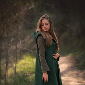 Janus Tunic Plain - Green Colour Fantasy Medieval LARP Tunic Cosplay Outfit for Ren Faire, Druid, Ranger, Viking Costumes