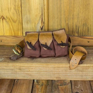 Fantasy Medieval Duero Belt Pouch: with 3 Small Leather Bag for LARP, Cosplay, Renaissance Faire, Reenactment