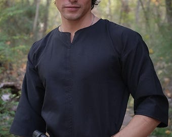 Roy Tunic Black: Medieval Ren Faire Costume, LARP Cosplay