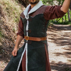 Fantasy Medieval Winter Dimitru Coat: LARP, Cosplay, Renaissance Faire, Druid, Ranger, Forest Adventurer