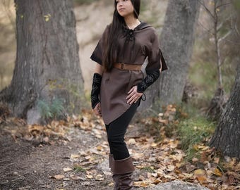 Fantasy Briannan Ranger Tunic Brown: LARP, US Duty Free!!*, Cosplay, Renaissance Faire Outfit for Elves, Druids & Archers
