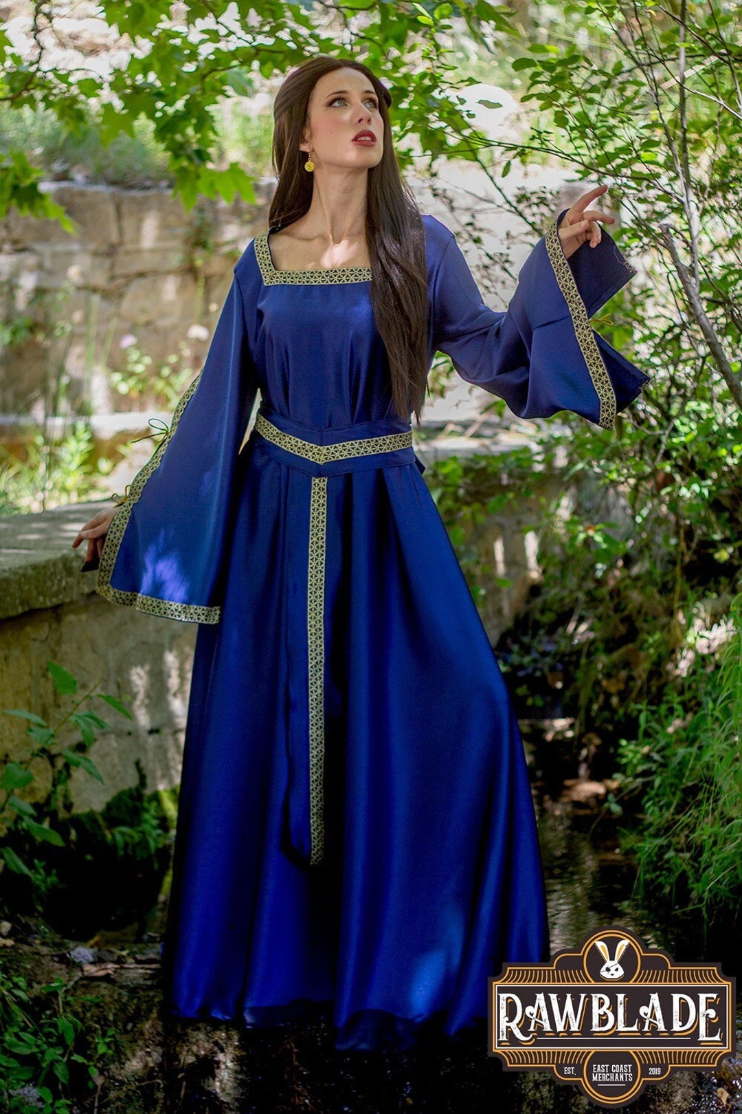 lady of shalott dress Medieval Fantasy - LARP, Renaissance Faire, Cosplay, Reenactment, Ranger Costume plus size women linen dresses