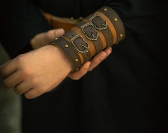 Goliath Leather Arm Bracer: LARP Reenactment Fantasy Costume.