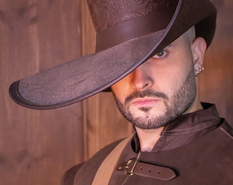 Renaissance Faire Medieval Leather Half Wing Hat Toledano - Deluxe LARP Cosplay Celtic Ranger Costume Accessory, US Duty Free!!*