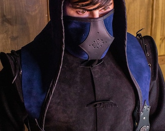 Akku splitleather Hood, LARP, US Duty Free!!*, Ren Faire, Cosplay - Medieval Viking Celtic Ranger Costume Accessory