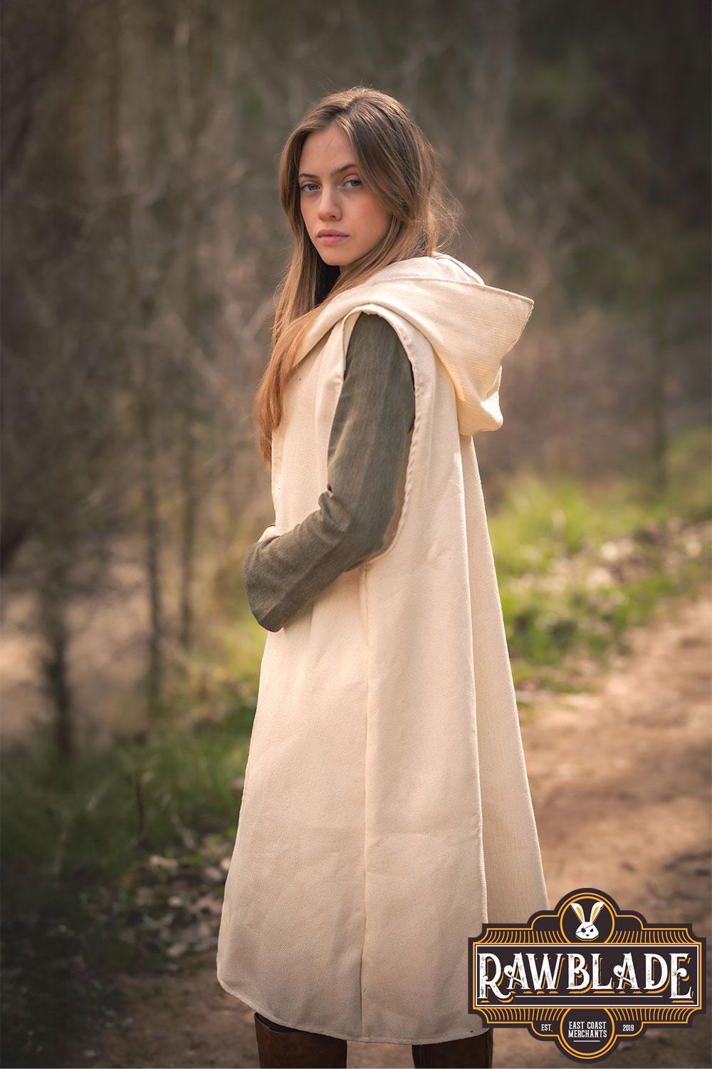 Janus Tunic Plain - Beige Colour Fantasy Medieval LARP Tunic Cosplay Outfit for Ren Faire, Druid, Ranger, Viking Costumes