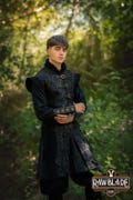 Yalon Deluxe Leather Jerkin – Black Suede and Engraved Floral Leather | Medieval Vest, LARP,Fantasy and Renaissance Costume product logo
