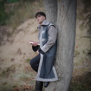 Viktor's Mantel - Grau. Mantel Warmes Mittelalter LARP.