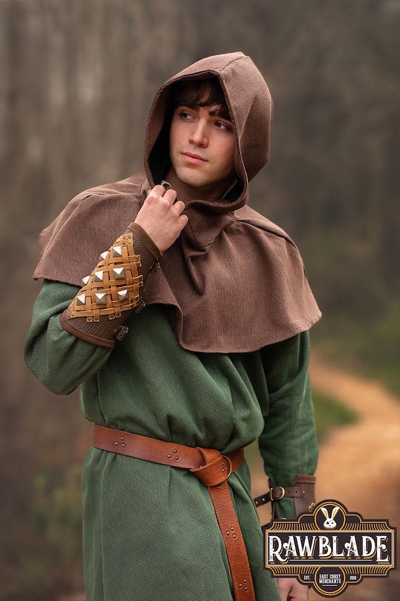 Gugel Dunhelm – Medieval Hood in Rustic Fabric | Peasant, Adventurer, or Monk Hood – Brown, Black, or Cream