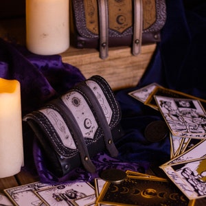 Leather Tarot Card Pouch with Rider Waite Deck, Renaissance Faire LARP Cosplay