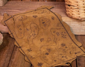 Navigator's Leather Map for Costumes, LARP, Ren Faire, Cosplay Accessories.