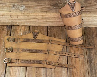 Medieval Leather Bracers: Fantasy Armor, LARP Cosplay Accessories
