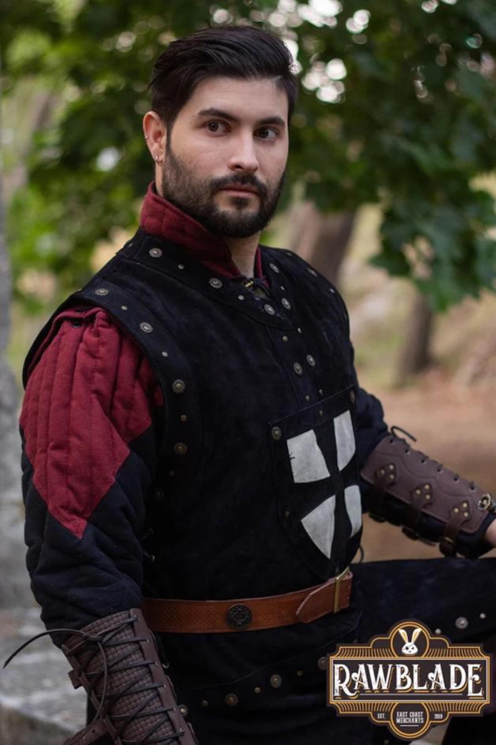 Mirdsrd Rangers Black Leather Mordred Tabard for Medieval Fantasy LARP, Cosplay ...