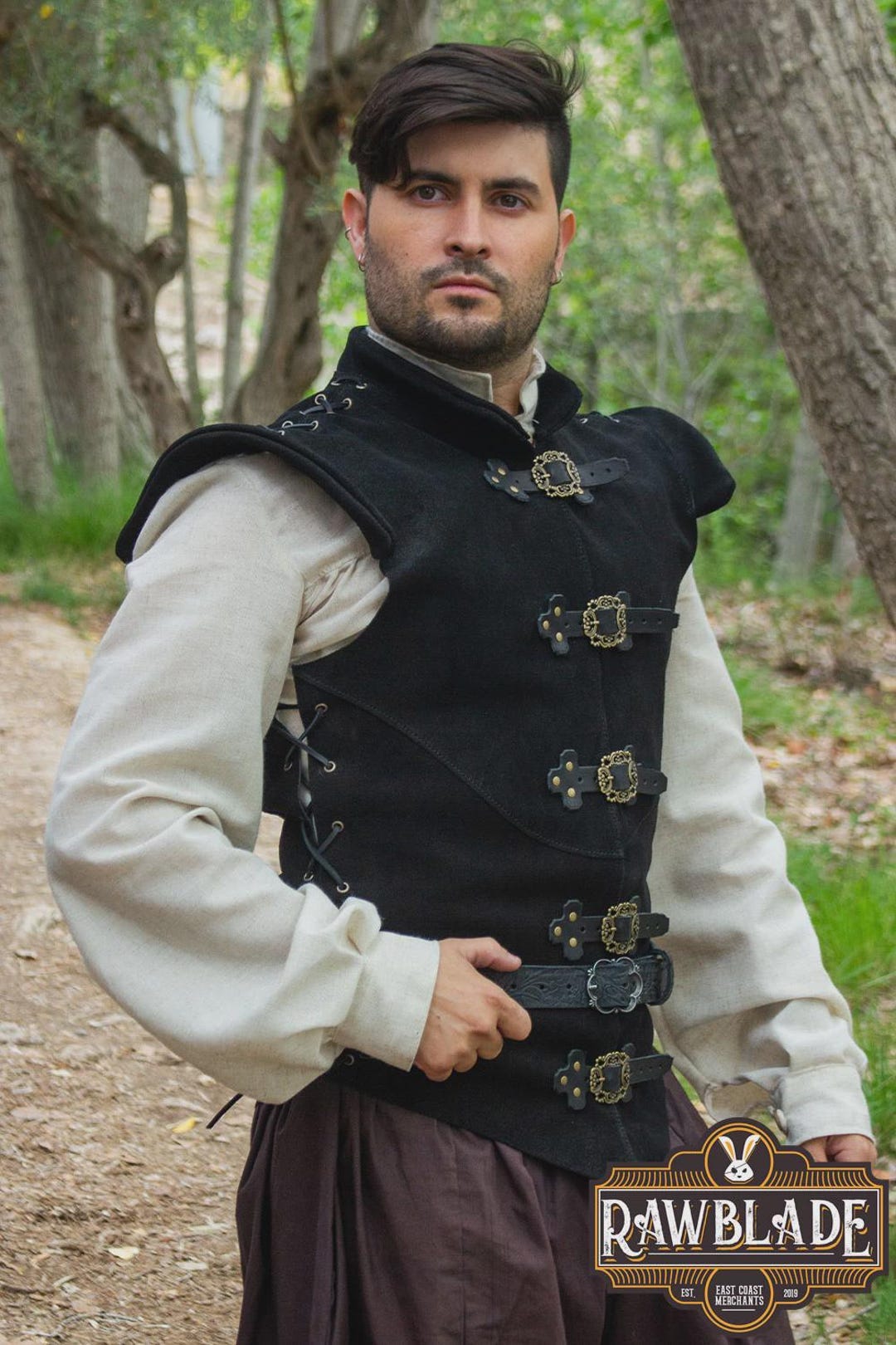Diego Splitleather Jerkin Black – Spanish Golden Age Split Leather