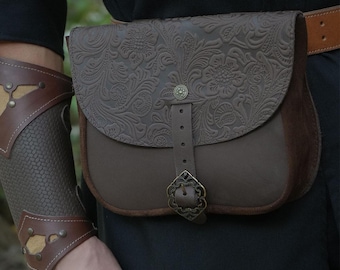 Fantasie middeleeuwse smokkelaarstas bruin, LARP, elfencosplay, Renaissance Faire, druïde en elfenkostuumaccessoires
