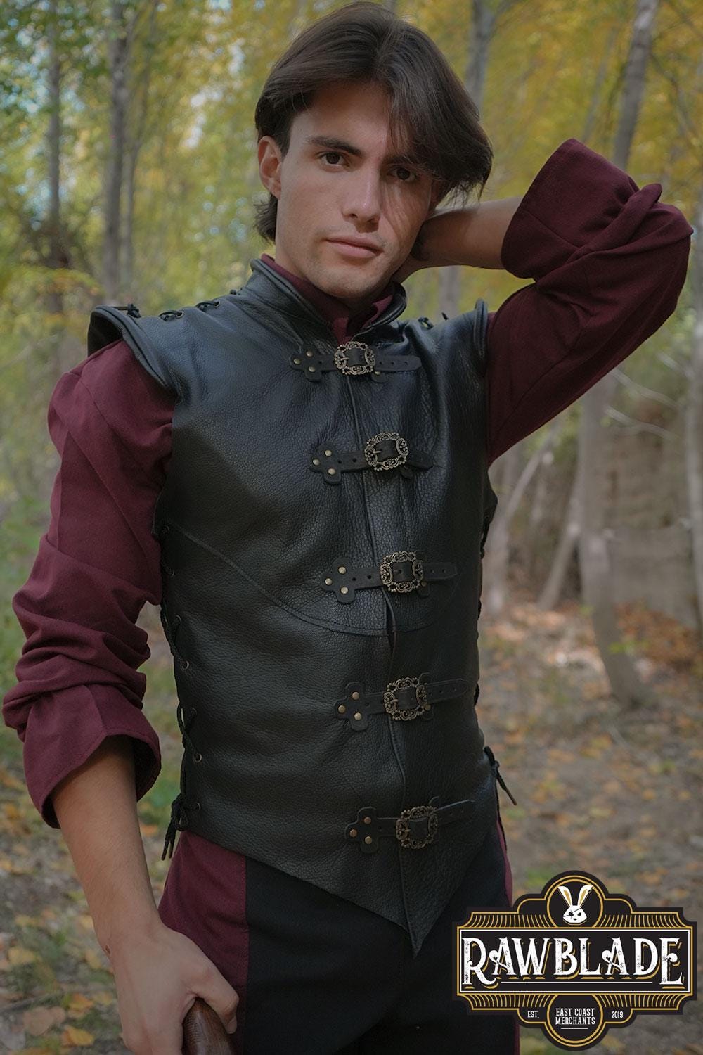 Fantasy Diego Leather Jerkin Black: Medieval LARP Costume, Vest